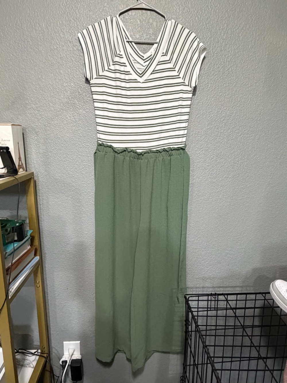 Striped Knit Top Olive Green Jumpsuit
